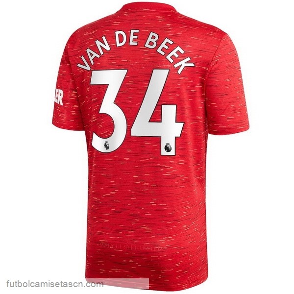 Camiseta Manchester United NO.34 Van De Beek 1ª 2020/21 Rojo